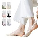PSOWQ 6 Pares de calcetines tobilleros para Mujer, calcetines Invisibles de Algodón, plantillas acolchadas para Zapatos de Tacón Alto - 6 Colori