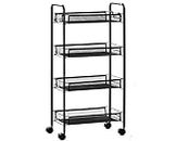 COSWE 3 Tier Metal Rolling Utility Cart Storage Cart with Wheels Home Kitchen Bedroom Office Storage Trolley Serving Cart Mobile Storage Cart (Black 1 (4 Tier))