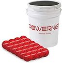 PowerNet Bucket with Cushioned Seat and Training Balls Bundle | (24) Crushers + Bucket | Perfect for Baseball or Softball Soft Toss, Batting, Fielding, Hitting or Practice