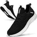 Feethit Shoes for Men Casual Slip on Running Walking Tennis Shoes Lightweihgt Breathable Non Slip Fashion Sneakers for Work Gym Travel Black White 9