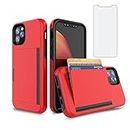 Asuwish Phone Case for iPhone 11 Pro 5.8 with Tempered Glass Screen Protector Cover and Credit Card Holder Stand Slim Hybrid Mobile Cell Accessories iPhone11pro iPhone11 i XI 11s 11pro Women Men Red