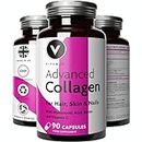 Premium Collagen Supplements for Women - High Strength Marine Collagen with Hyaluronic Acid, Biotin, Vitamin C & E - Supports Radiant Skin, Hair & Nails - UK Made - 90 Capsules