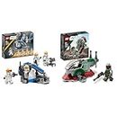 LEGO 75359 Star Wars 332nd Ahsoka's Clone Trooper Battle Pack, The Clone Wars Building Toy Set & 75344 Star Wars Astronave di Boba Fett Microfighter Giocattolo