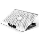 Proffisy Aluminum Laptop Cooling Pad with One Big Quiet Cooling Fan, Laptop Cooler Stand with 7 Height Adjustable, Notebook Cooler pad for Laptop 17 15.6 14 13 12 Inch Two USB Ports (Sliver)