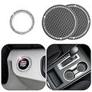 EcoNour Car Cup Coasters White with Start Button (2 Pack) | Anti-Slip Car Coasters for Cup Holders | Classy & Elegant Rhinestone Car Interior Accessories for Women