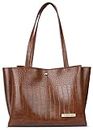 Carrylux Large Capacity Croco Pattern Tote Bags for Womens Big Purses and handbags ladies Big Shoulder Bag (Tan)