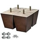 AORYVIC Wood Furniture Legs 3 inch Sofa Legs Pack of 4 Square Couch Legs Brown Mid-Century Modern Replacement Legs for Armchair Recliner Coffee Table Dresser