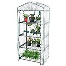 LIVINGbasics 4 Tier Portable Mini Greenhouse, Warm House Plant Shed with Cover for Indoor Outdoor, 27" L x 19" W x 63" H