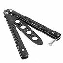 The AutoStory Butterfly Knife Trainer Tool, Practice Training Flipping Tricks, Stainless Steel Metal Folding, Non-Offensive & 100% Safe - Designer Model (Black)