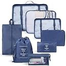 JPG_Store Kompressions-Verpackungswürfel – 8er-Set Packwürfel für Koffer – Kompressions-Gepäck-Verpackungswürfel für Reisen – Packwürfel 8 Stück Organizer (Marineblau)