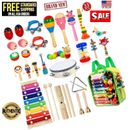 Kids Musical Instruments Educational Toys 32Pcs 19T Wooden Percussion Tambourine