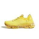 LUCKY STEP Women Air Cushion Fashion Sneakers Breathable Casual Comfortable Lightweight Walking Shoes(Yellow,10 B(M) US)