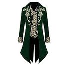 Apocrypha Mens Medieval Steampunk Tailcoat Victorian Prince Jacket Frock Coat, Green, S