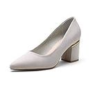 DREAM PAIRS Women's Block Heel Smart Comfort Padded Court Shoes SDPU2226W-E,Grey Suede, Size 6 UK/39 (EUR)
