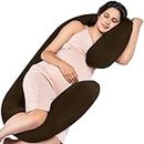 MY ARMOR Full Body C Shaped Pregnancy Pillow for Pregnant Women, Maternity Pillows Gift for Pregnancy Sleeping, 3 Months Warranty, Premium Velvet Cover with Zip (Brown)