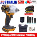 Cordless Electric Impact Wrench Brushless Rattle Gun 1/2" Driver + 2 Battery