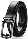 Leather Ratchet Dress Belt 1 1/8 with Slide Buckle, CHAOREN Click Belt Comfort Adjustable Trim to Exact fit
