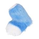 UJEAVETTE® Fuzzy Paw Cosplay Halloween Fursuit Party Cartoon House Shoes Animal Blue