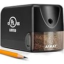 AFMAT Electric Pencil Sharpener Heavy Duty, Classroom Pencil Sharpener for 6.5-8mm No.2/Colored Pencils, UL Listed Industrial Pencil Sharpener w/Stronger Helical Blade, Best School Pencil Sharpener