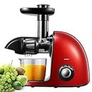Juicer Machines Vegetable and Fruit, HOUSNAT Cold Press Juicer Extractor with 2-Speed Modes Easy to Clean, Slow Masticating Juicer with Quiet Motor, Reverse Function, Recipes (Passion Red)