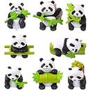 8 Pcs Résine Panda Decoration Animal Craft Figurines Adorables Cake Accessories Mini Garden Ornement Panda Toy