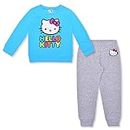 Hello Kitty - Conjunto de sudadera y pantalón deportivo para niñas y niños pequeños - Azul/Gris, Azul / Patchwork, 12 Meses