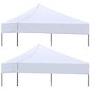 2 Pieces Canopy Top Replacement Cover 10 x 10 Pop Up Canopy Cover Outdoor Canopy Replacement Parts Waterproof for Canopy Tent, Top Only (White)