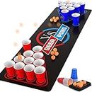 Cieex Beer Pong Set Include 1 Beer Pong Table Mat Party Plastic Cups (15 Blue & 15 Red) 8 Ping Pong Balls Fun Adult Drinking Game for Party Festivals Tournaments BBQ