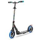 Folding Kick Scooter for Adults and Kids – Boys and Girls Freestyle Scooter with Big Wheels, 1-Kick Open Mechanism, Anti-Slip Rubber Deck and LED Light – Folding Grips Handlebar Adjusts to 3 Heights