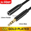 M-F 5M AUDIO CABLE For IPHONE IPOD HEADPHONE EXTENSION PLUG CONNECTOR 3.5MM LEAD