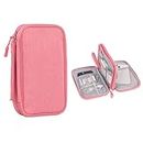 Large Electronics Accessories Bag Travel Electronic Accessories Organizer Double-Layer Digital Accessories Storage Bag All-in-One Carry Travel Bag for Cable Cord Portable Charger Phone Earphone,Pink