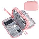FYY Electronic Organizer, Travel Cable Organizer Bag Pouch Electronic Accessories Carry Case Portable Waterproof Double Layers Storage Bag for Cable, Cord, Charger, Phone, Earphone, Medium Size Pink
