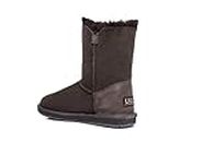 UGG Boots Women Australian Premium Twinface Sheepskin Short Mid Calf Bailey Button Boots Water Resistant Winter Shoe Black US Women 9