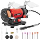 TOPEX 120W Bench Grinder w/ 2 Grinding Wheels & Tool Rests Eye-Protecting Shield