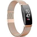 Faliogo Compatible for Fitbit Inspire Strap/Fitbit Inspire HR Strap/Fitbit Inspire 2 Strap, Stainless Steel Metal Mesh Replacement Wristband Compatible with Fitbit Ace 2,Women Men Small, Royalgold