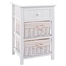 Giantex Nightstand with Drawers and Storage Baskets for Bedroom, Bedside Sofa End Table(1, White)