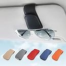 Sunglass Holder for Car Visor Sunglasses Clip Magnetic Leather Glasses Eyeglass Holder Truck Car Interior Accessories Universal for Woman Man -Black