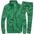 MACHLAB Men's Activewear Full Zip Warm Tracksuit Sports Set Casual Sweat Suit, Green, Large