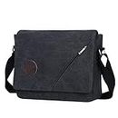 Eshow Canvas Messenger Bag 14IN Canvas Laptop Messenger Bag Shoulder Bags for Men Women Crossbody Bag Vintage Work Bag, Black8311, Classic Messenger Bag