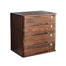 Soild Wood Desk Drawers Organizers, Wooden Storage Box with Lockable, Office Supplies A4/ Receipt File Organizer, Flat File Cabinet Desk Accessories (Size : 2layer) ()