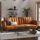 Modern Faux Leather Sofa Couch Living Room Camel Brown