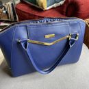 Joy & Iman Cobalt Blue  Leather Satchel Purse Handbag 10.5”x15”