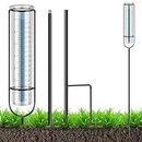 Rain Gauge for Outdoor, 7 Inch Clear Rain Guage Water Gauge with Metal Tube Holder and Blue Strip, Waterproof Rain Measurement Tool with Adjustable Metal Rod for Yard Garden Lawn Path (Style 01)