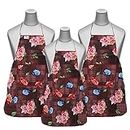 Heart Home Apron|PVC Unique Rose Printed Kitchen Chef Cloth|Waterproof Centre Pocket Apron With Tying Cord for Men & Women,Pack of 3 (Maroon)