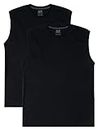 Fruit of the Loom Men's Eversoft Cotton Sleeveless T Shirts, Breathable & Moisture Wicking with Odor Control, Sizes S-4X, Muscle-2 Pack-Black, X-Large