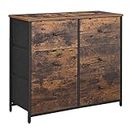 SONGMICS Dresser for Bedroom, Chest of Drawers, 6 Drawer Dresser, Closet Fabric Dresser with Metal Frame, Rustic Brown and Classic Black ULGS23H