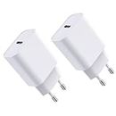 Caricabatterie USB C, 20W 2 Pack Fast Charger, Durevole Power Delivery 3.0 USB C Wall Charger Compatibile Con iPhone 15/15 Pro Max/15 Pro Max/14/13/12/XS/XR, AirPods Pro, Pixel 3/4, Galaxy S10/S9 etc