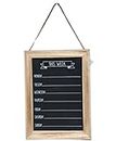 Chalk Brown Board Wood Week Days Menu Planner, Meal Planner, Memo Notes, Weekly Planner Rectangle Events Notes Kitchen Organiser Plaque