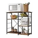SogesGame Kitchen Cart 3-Tier Kitchen Baker's Rack Utility Microwave Oven Stand Storage Rolling Workstation with Hooks for Living Room (Retro)