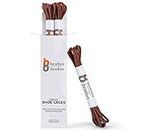 BB BROTHER BROTHER Brown Oxford Shoe Laces (3 Pairs) | 100% Cotton Round and Waxed Shoelaces for Dress Shoes Gift Box included 32''
